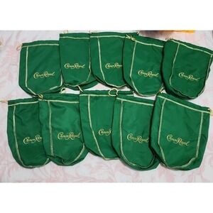 Regal Crown Apple Whisky Green Drawsting Bottle Bags, 9.5 Inch Bags Lot Of 10